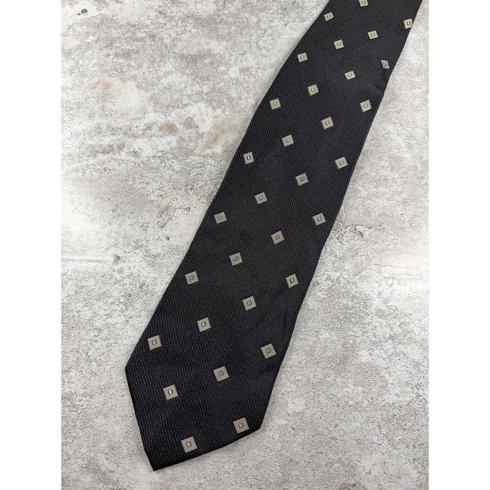 Armani Collezioni Tie Mens One Size Gray Geometric Medallion 100% Silk